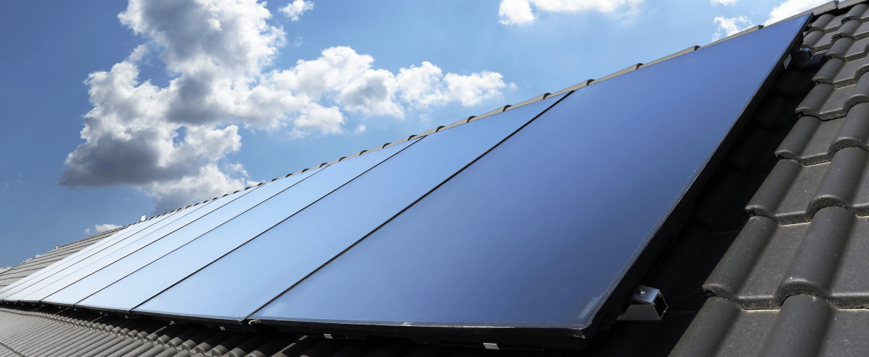 Clean solar panels on a rooftop