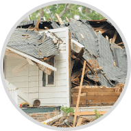 Damaged home missing roof